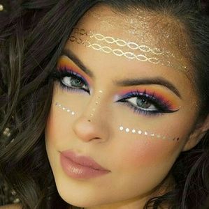 Gold face temporary tattoos